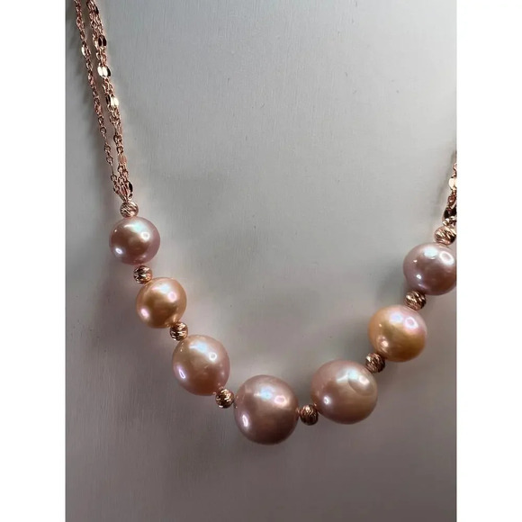 Cultured Freshwater Pearl Rose Gold Over Sterling Silver Necklace - Picture 7 of 11